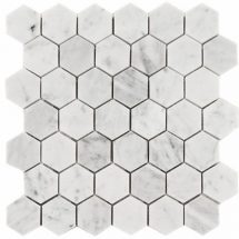 Carrara Marble 2″ Hexagon Polished Mosaic