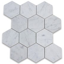 Carrara Marble 3″ Hexagon Polished Mosaic