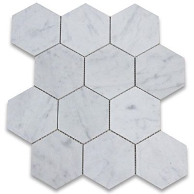 carrara marble 3 hexagon polished