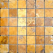 Gold Travertine 2″x2″ Tumbled Mosaic