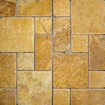 Gold Travertine Mini Pattern Tumbled Mosaic