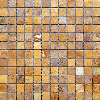 gold travertine 1×1 tumbled