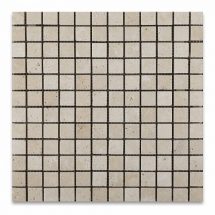Ivory Travertine 1″x1″ Tumbled Mosaic