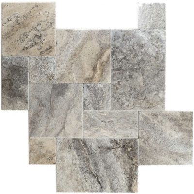 silver travertine brushed chiseled pattern set